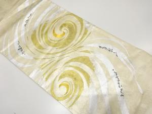 アンティーク　引箔　渦巻模様刺繍袋帯（材料）